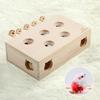 Wooden Cat Toy Interactive Cat Whack-A-Mole Mouse Wooden Brain-Teaser Box Cat Enrichment Toys for Indoor Cats & Kittens Playing