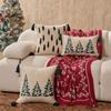 Towel Embroidery Holiday Pillowcase Christmas Tree Designs Breathable Cotton Linen Bedding Decoration