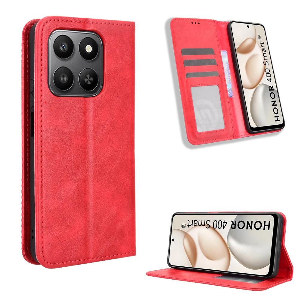 For Honor 400 Smart Leather Case Wallet Stand Retro Texture Phone Cover
