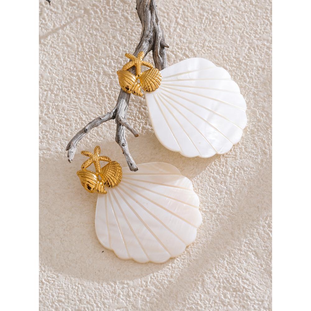 Yhpup Ocean Style Starfish Shell Big Drop Dangle Earrings for Women Stainless Steel Summer Beach Holiday Daily Jewelry 2025