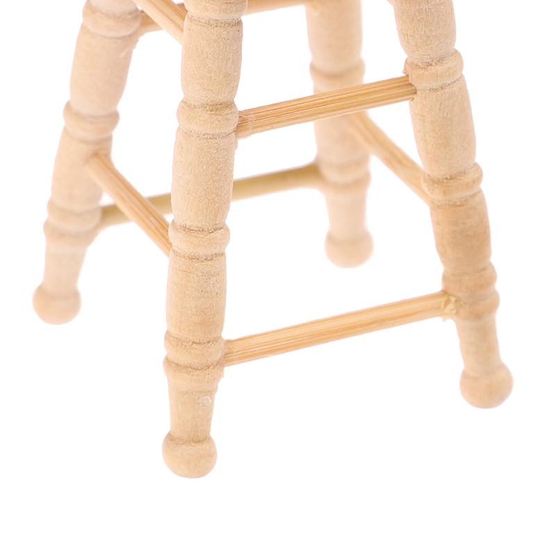 1/12 Dollhouse Miniature Wooden Stool Simulation Chair Furniture Toy Decoration