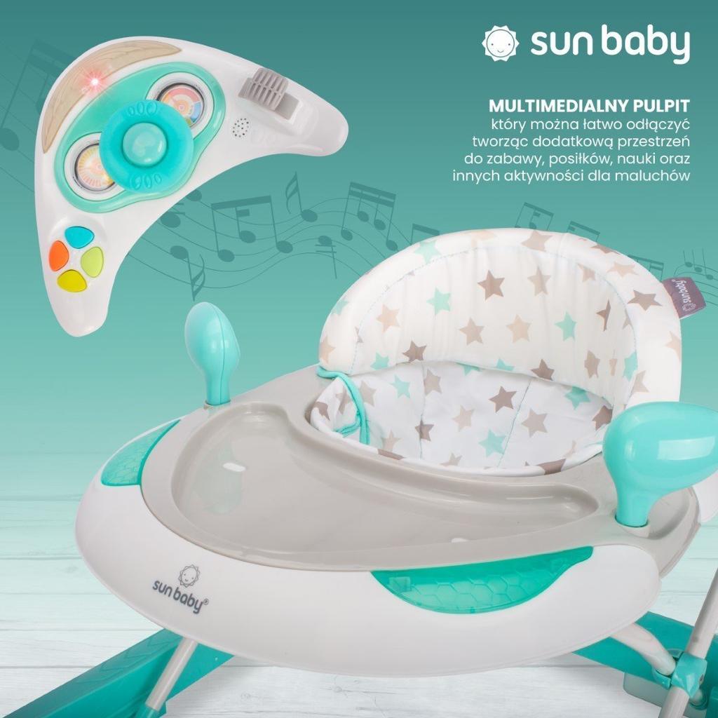 Caminador Interactivo para Niños para Aprender a Caminar Ajuste de Altura Volante Frenos Menta Estrellas