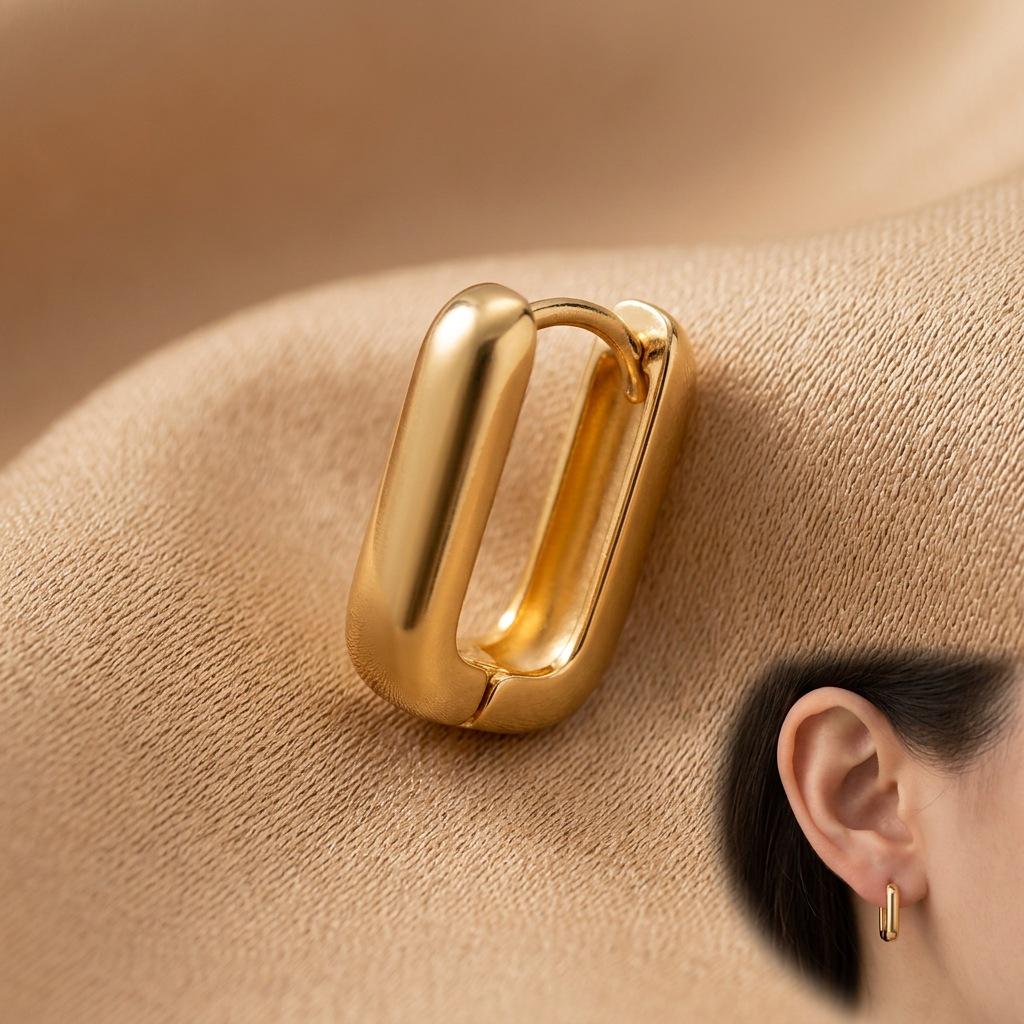 2026 Geometric Square Hoop Earrings: European & American Minimalist Design, Versatile for Everyday Wear