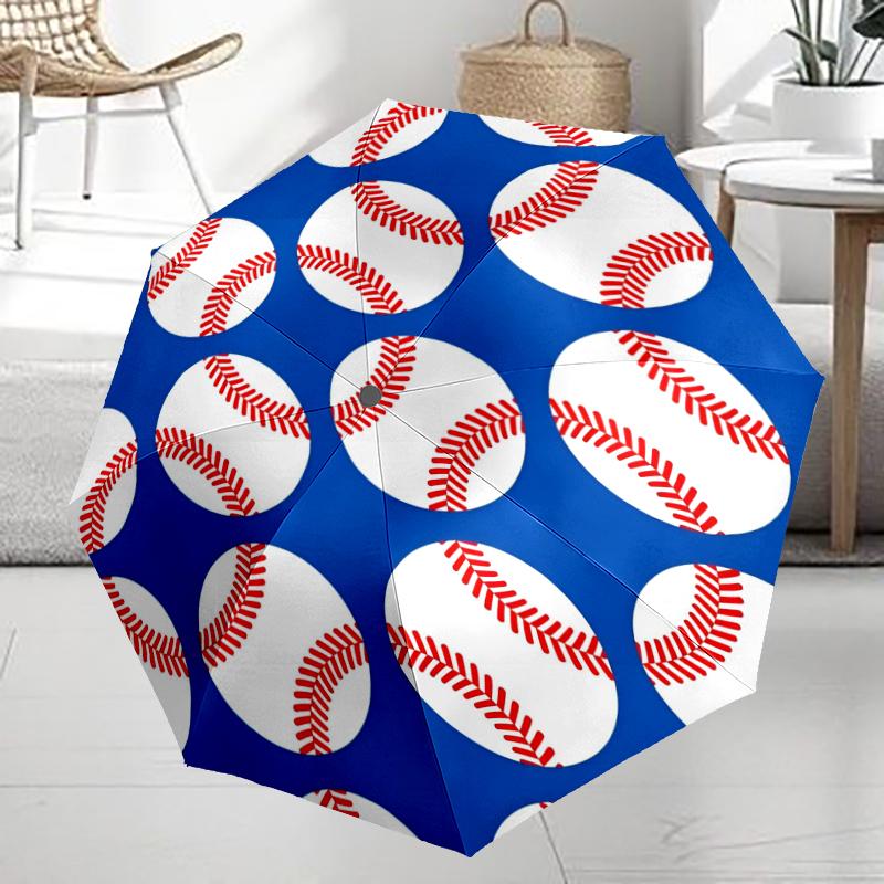 Baseball Theme Automatic Umbrella, Lightweight & Portable, 8 Rib, Perfect for Outdoor Travel, Birthdays, Christmas, Gifts.