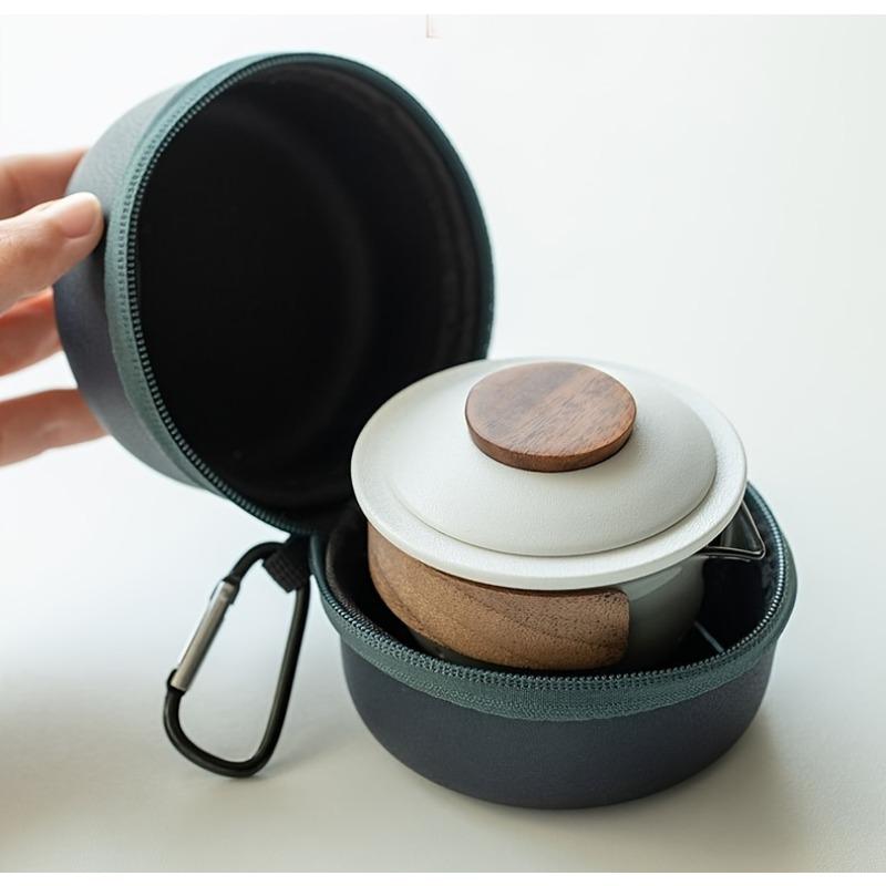 1 sada 4 ks keramických a skleněných cestovních čajových setů obsahuje jednu konvičku a tři šálky venkovní kemping přenosná čajová sada pro domácí restauraci hotelová kancelář Čaj A