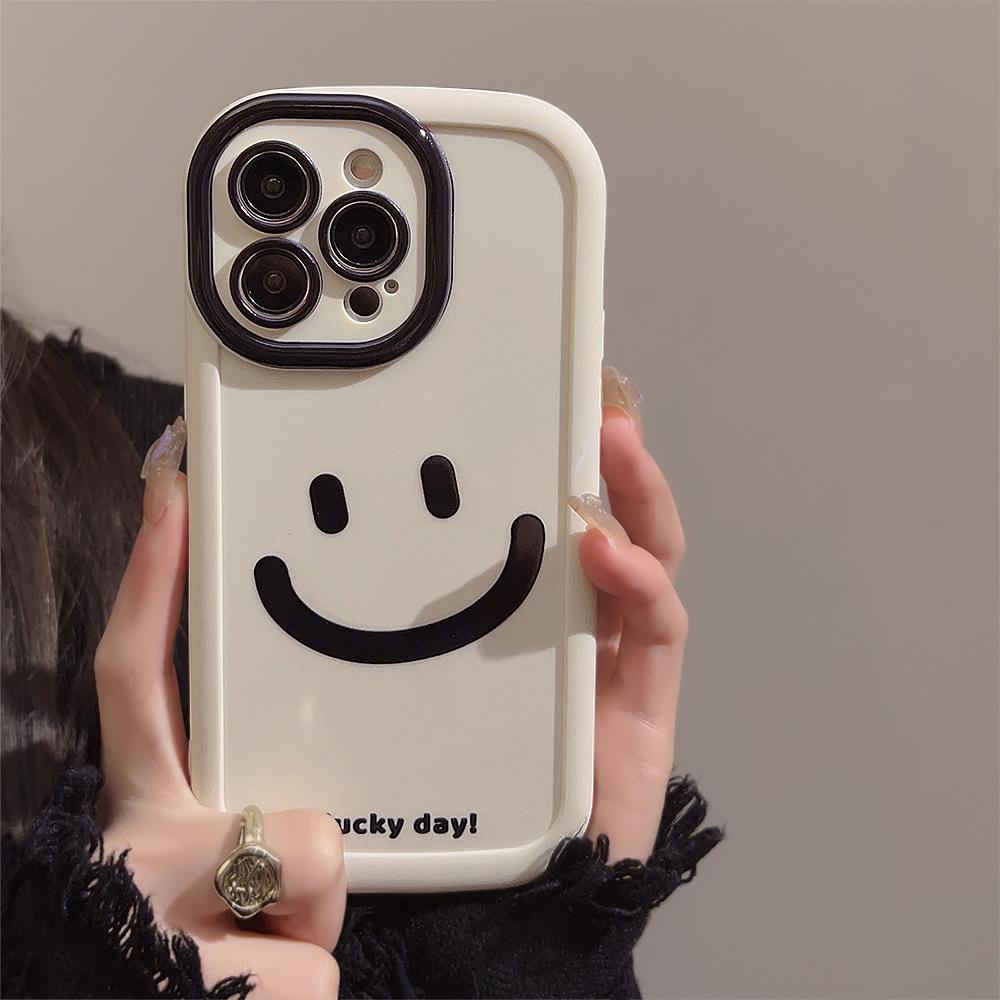 Simple Graffiti Smiley Face Apple 16 Mobile Phone Case Iphone15 Silicone 11 Suitable for 14promax All Inclusive 12 Korean Style