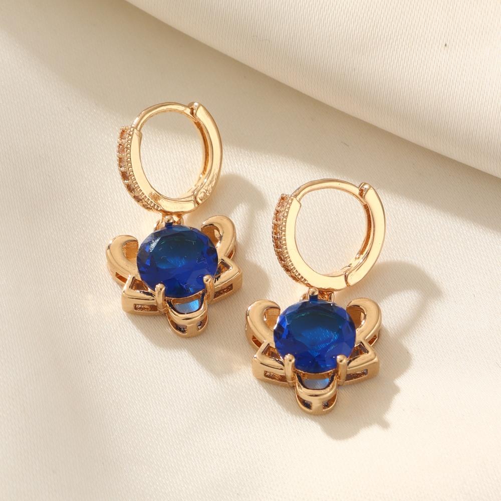 Sparkling Yellow Zirconia  Dangle Earrings for Women Earring Jewelry Wedding Party Accessories