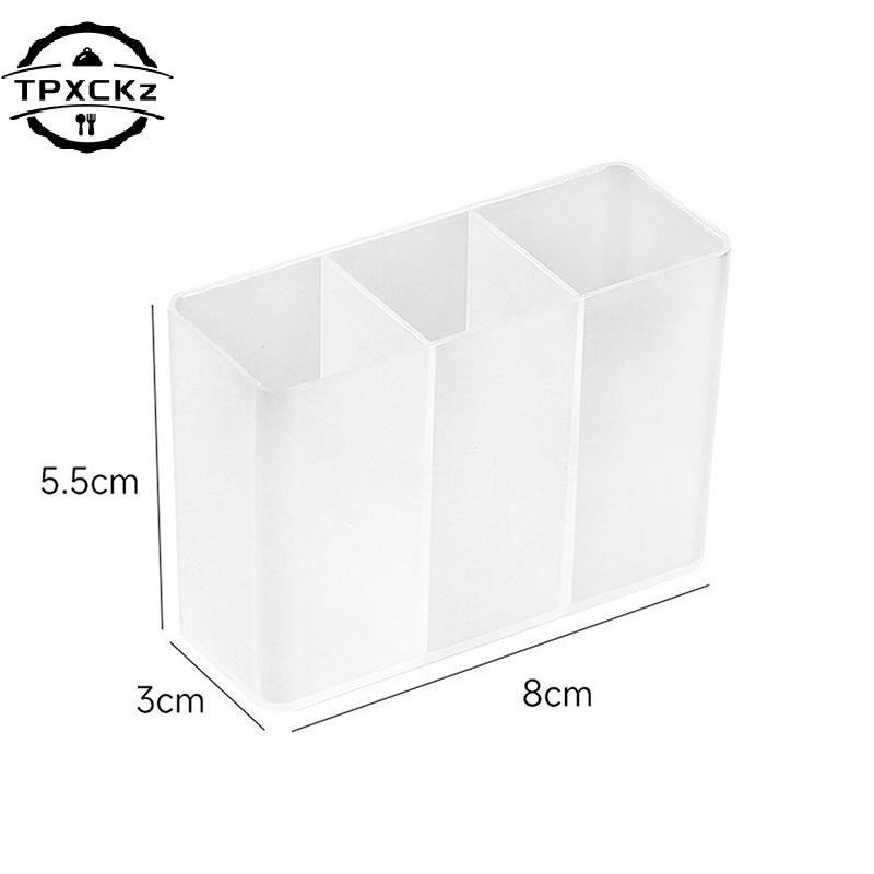 Mini-Aufbewahrungsbox 4 Stück 3 Fächer Kunststoff Make-up-Pinsel Lippenstift-Aufbewahrung Multifunktionaler Schreibtisch-Organizer Für Zuhause Küche Badezimmer