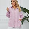 YYFS Damenmode Casual Frühling Herbst Streifendruck Langarm Polokragen Blusen & Hemden