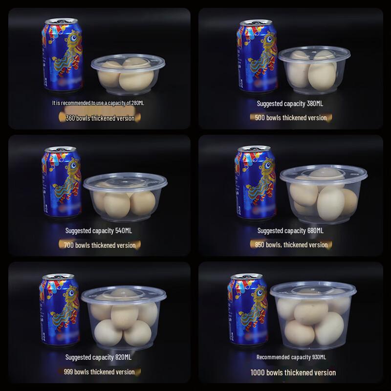 Beiyipin Disposable Round Plastic Bowls with Lids