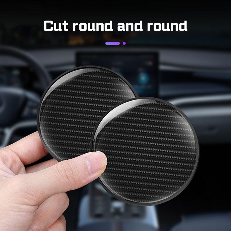 2Pcs Carbon Fiber Leather Car Coaster Water Cup Mat For BMW E38 E46 F15 E90 E92 E87 G20 G30 X1 Non-slip Pad Interior Accessories