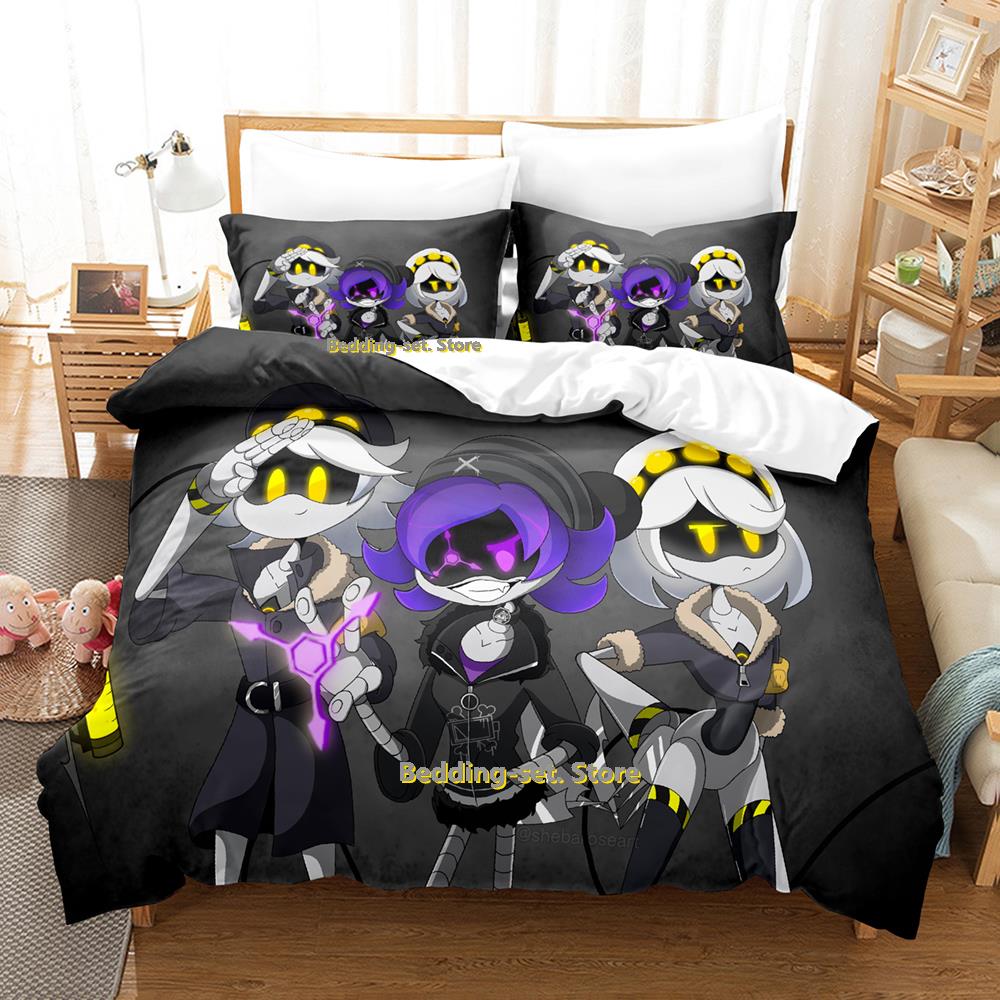 Comforter Murder Drones Bedding Set Cartoon Anime Three-Piece Set Adult Kid Bedroom Three-Piece Suits 3D Kawaii Queen Size Bed Sheets