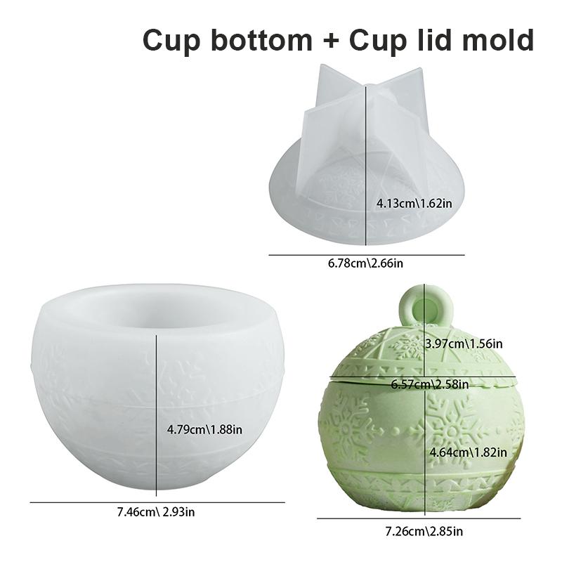 Christmas Ornaments Round Candle Jar Silicone Mold Diy Handmade Relief Snows Berry Ball Plaster Resin Storage Box Craft Molds