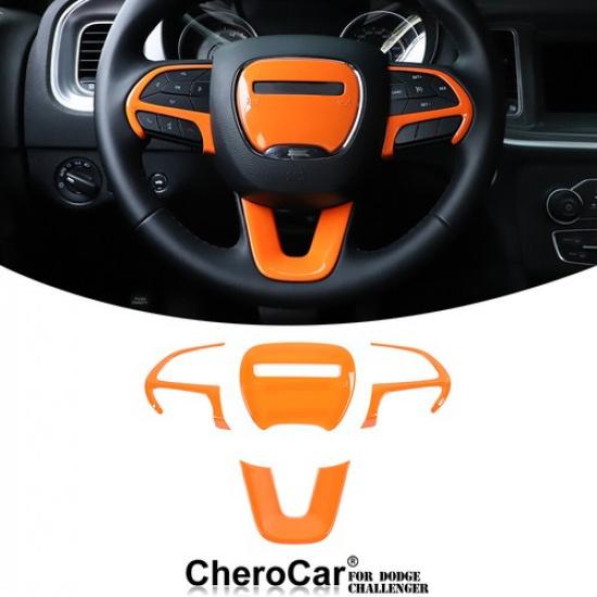 Steering Wheel Cover Trim Frame Kit for Dodge Challenger & Charger 2015+ Orange
