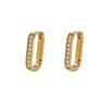 European and American high-end rectangular earrings with diamonds, simple fashion trend earrings, niche high-end stainless steel earrings