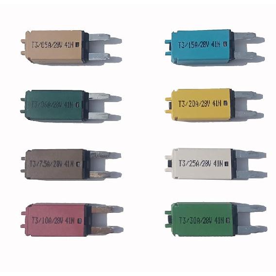 28V DC Manual Reset Fuse Mini Blade-Style Reset Circuit Breaker Fuse for Breaker Automotive Marine 8PCS Mixed (5A,6A,7.5A,10A,15A,20A,25A,30A)