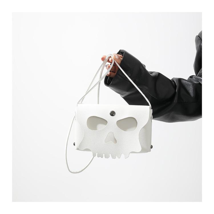 Halloween bag, niche, feminine diagonal cross small square bag, fashionable personality, skull mask, perforated shoulder bag