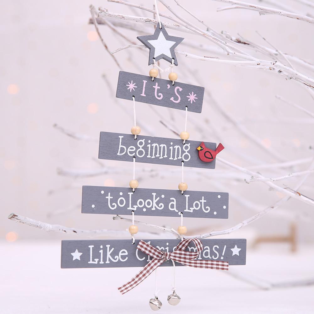 Wooden Whimsical Christmas Tree Ornaments Colorful Letter Features For Holiday Joy