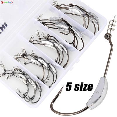 Fishing Hooks High Carbon Steel Worm Fishing  Bait Jig Fish Hooks with Plastic Box