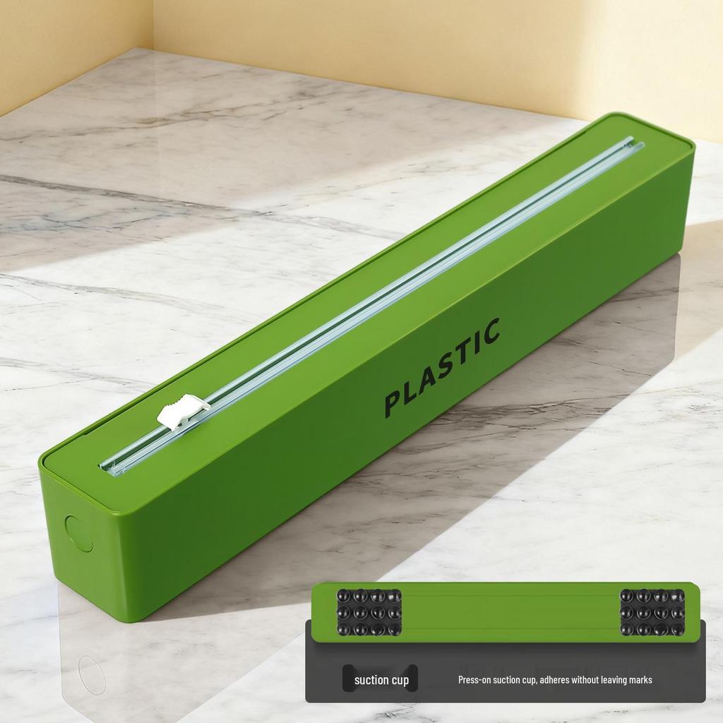 Wall-Mounted Magnetic Cling Film Cutter with Suction Cup & Two-Way Sliding Blade for Foil and Baking Paper