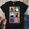 Retro Halloween Ghost Cat TShirt Spooky Witch Haunted House T Shirt Fashion Women T Shirt Tops Short Sleeves Black Tshirt