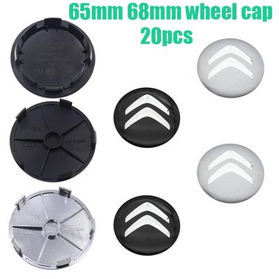 20pcs 65mm 68mm 3D Logo Car Wheel Emblem Wheel Center Hub Cap Auto Rim Refit Dust-proof Badge Covers Styling Accessories