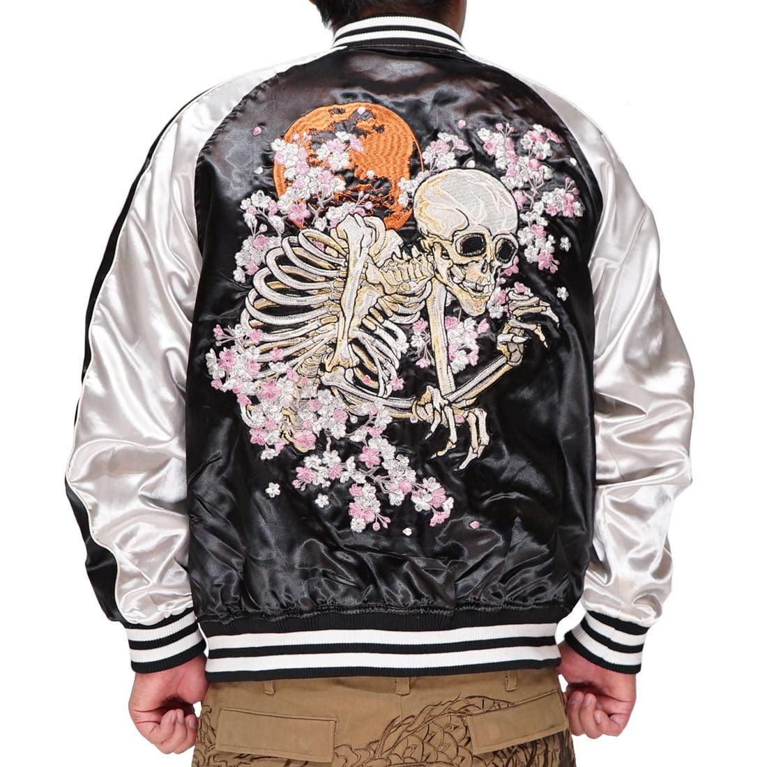 

Oboro Japanese pattern Sukajan jacket for with Kachou skull 20 [OBORO] men, Fuugetsu, Gashadokuro, embroidery, unisex, 9023821, Black-XL