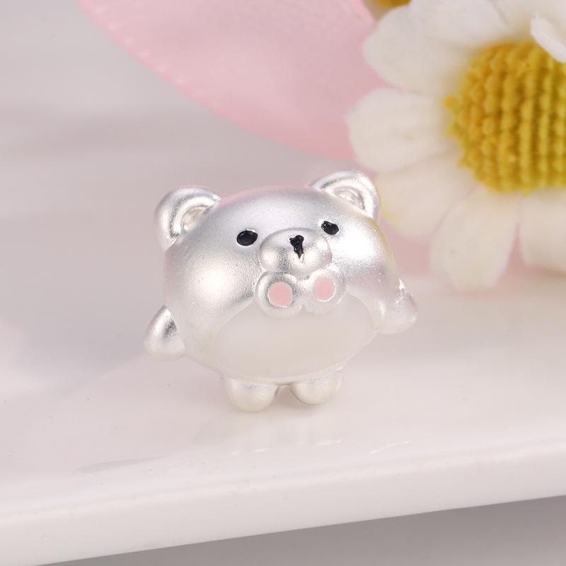 Sterling Silver Bear Egg Doll Beaded Bracelet DIY Spacer Accessories