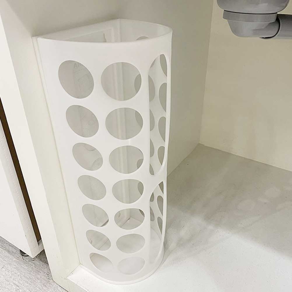 Wall-Mounted Storage Basket Multifunctional Grocery Storage Organiser Space Saving Large Capacity White Plastic Bag Dispenser