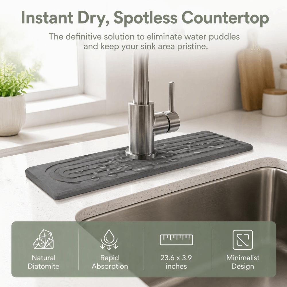 3pcs Fast Drying Faucet Mat Diatomite Stone Drying Mat Diatomite Faucet Mat For Kitchen Sink