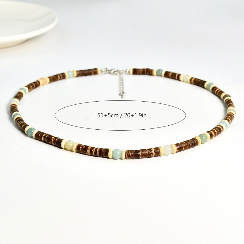 Türkis Holz Halskette Boho Strand Surfer Verstellbare Perlen Halsketten für Damen Herren Sommer Schmuck Geschenke