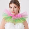 Colored Tulle Ruffled False Collar for Women Three-Layer Fake Collar for Halloween Costume Clown Neck Detachable Collar Shawl