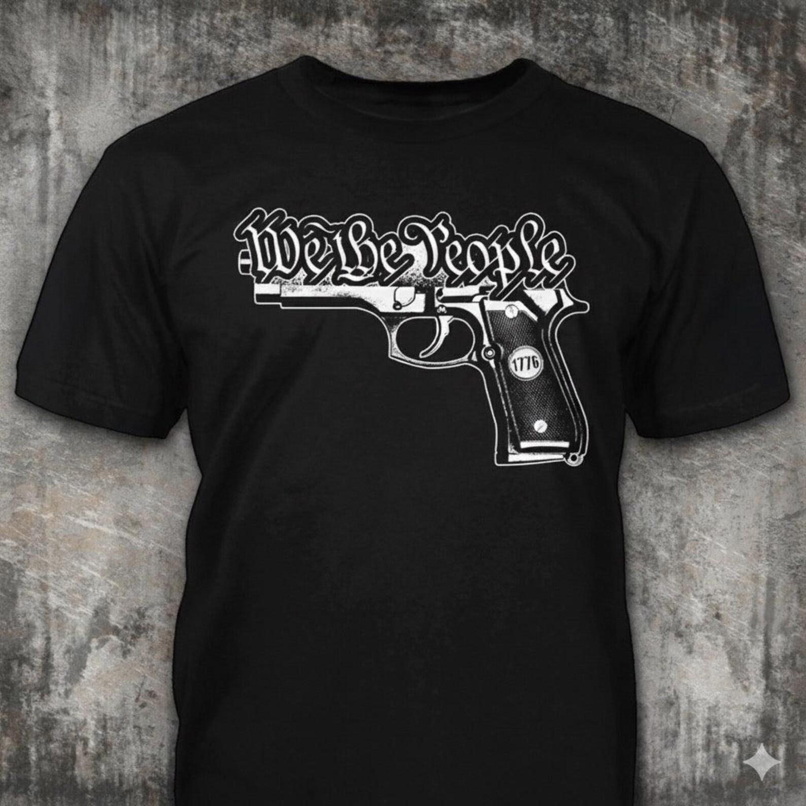 We The People - Distressed 1776 Pistol T-Shirt: Patriotic Gun Rights Gift 3XL