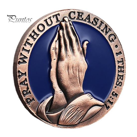 

1/3/5 шт. Монета-вызов молитвы Господней, непрестанно молитесь, памятная монета, металлическая христианская религиозная карманная монета со стихами из Библии 1pc