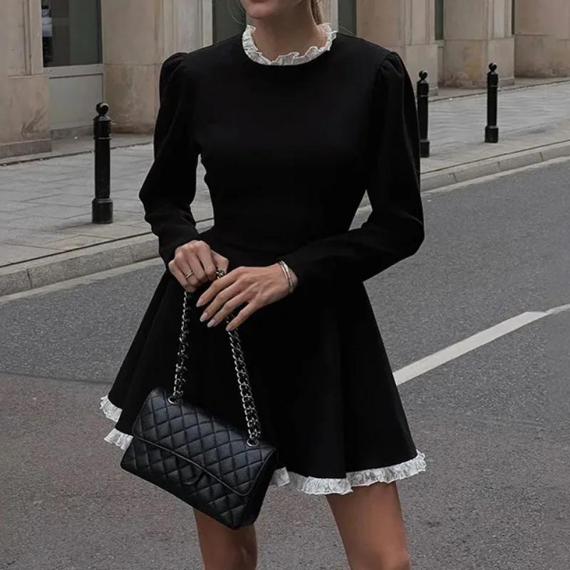 SpliAe LaAe Mini Dress for Women High Waist Slim Elegant Dresses Femme Wedding Retro Temperament Dress Womens Clothes