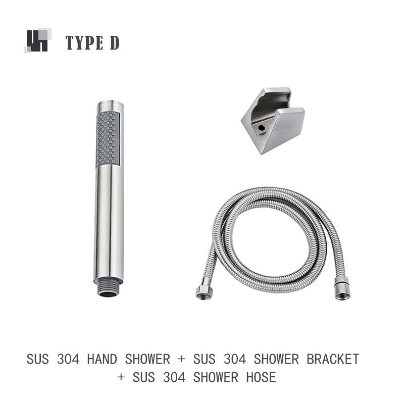 Brushed Stainless Steel Hand Shower Bathroom Hand Held Shower Set with Holder and Hose Wall Mounted Hand Hold Shower Head