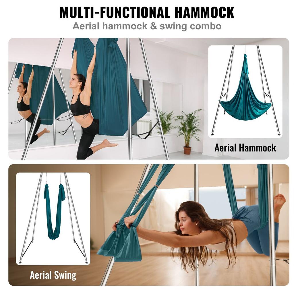 Aerial Yoga Frame & Yoga Hammock, 9.67 Ft Height Professional Yoga Swing Stand Comes with 6.6 Yards Aerial Hammock, Max 551.15 Lbs Load Capacity Yoga