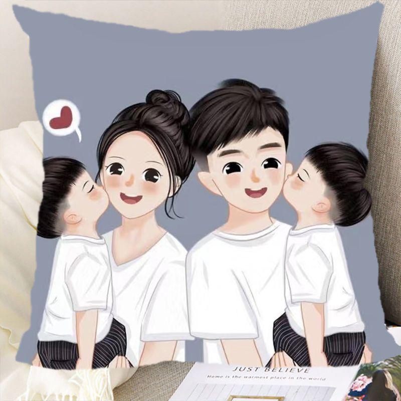 Eltern-Kind Avatar Kissen Paar Cartoon Schlafzimmer Taille Rücken Auto Sofa Kissen Doppelseitiges Kissen Geschenk