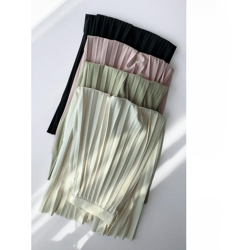 Spring and Autumn Women's Skirt High Waist Slim Pleated Skirt Fashion Versatile Half-body Skirt Draped Long Skirt