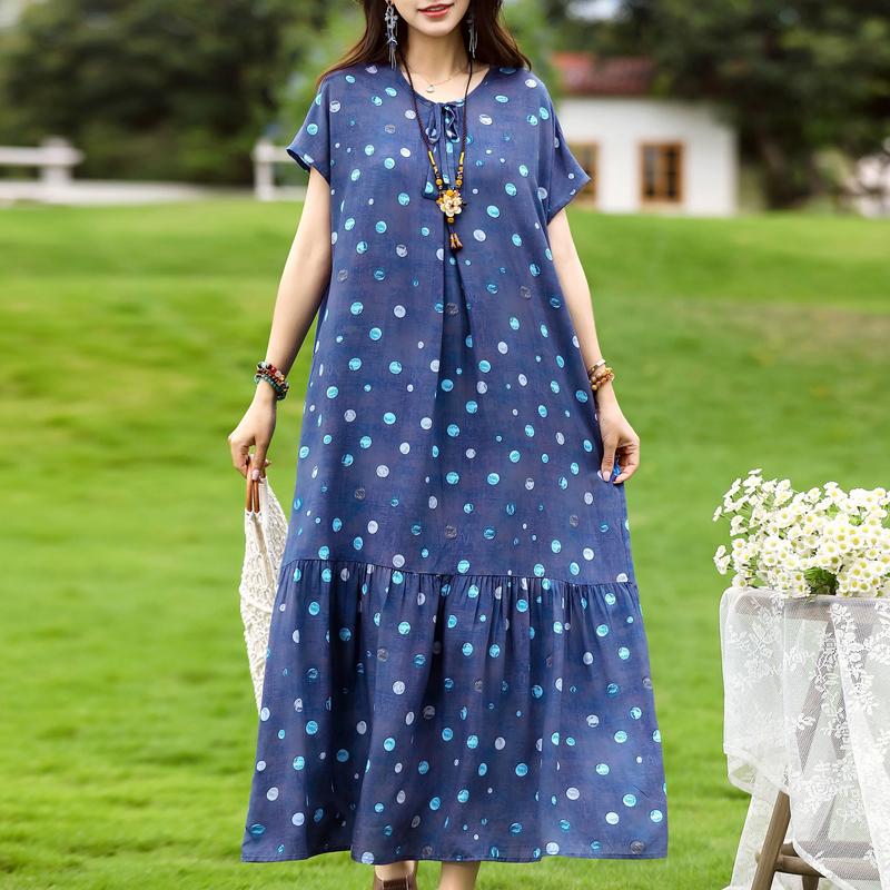 Women's Plus Size Floral Print Short Sleeve Maxi Dress, Loose Casual Summer Sundress (XL-5XL)