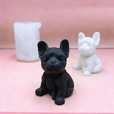 Bulldog Puppy Silicone Mold for DIY Candle, Incense, or Plaster Decoration.