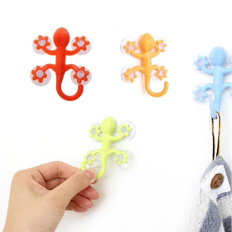 Wandhaken Haken Gecko Haken mit 4 Saugnäpfen Super Saugkraft Cartoon Haken für Küche Badezimmer Wandhaken Dekoration