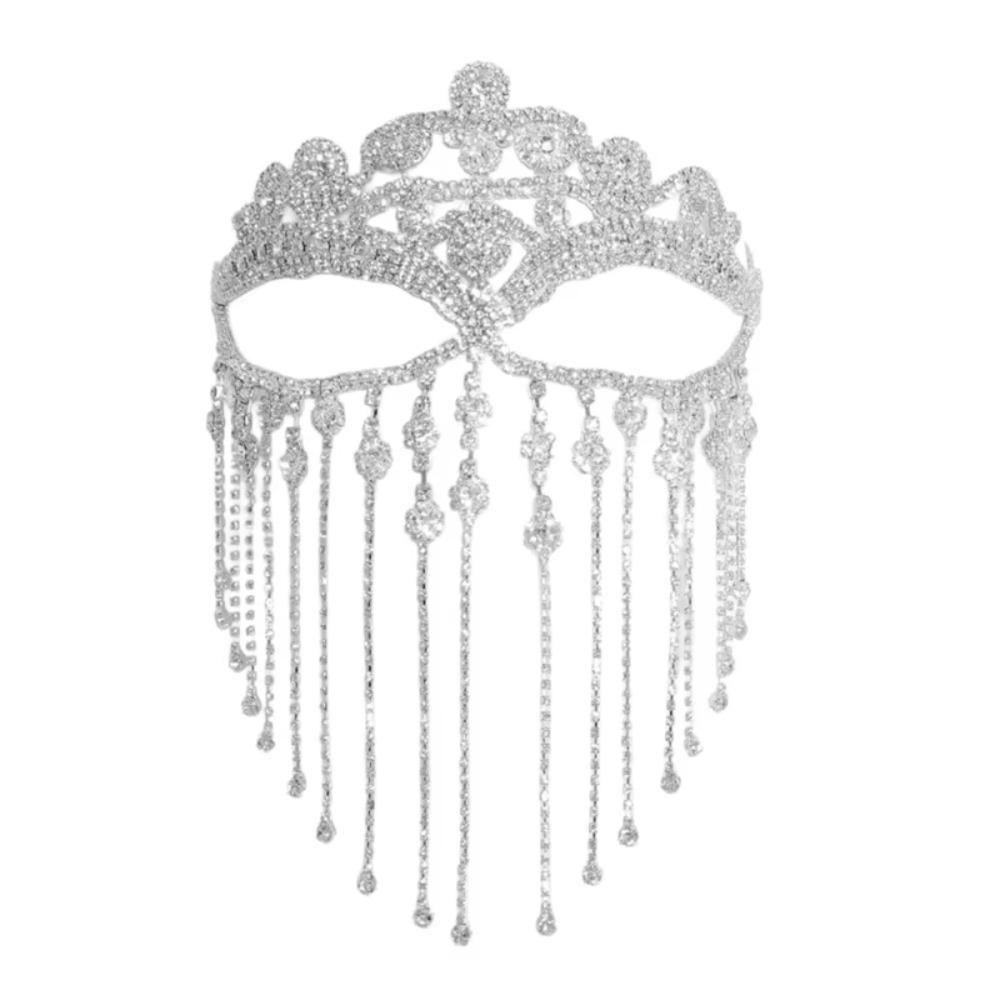 Full Face Masquerade Mask Veil Facial Jewelry Accessories Personality Rhinestone Mask Party