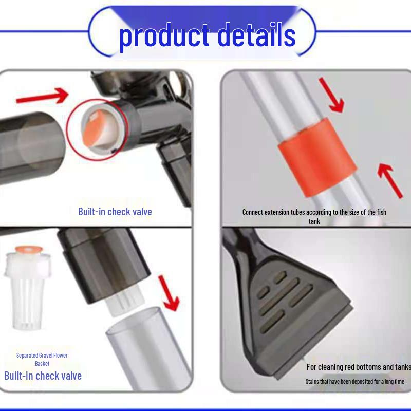 Pneumatic Sand Washer & Algae Scraper for Semi-Automatic Fish Tank Water Change