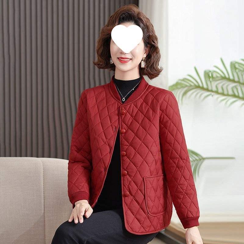 New Year Ankara Red Chinese-Style Cotton Jacket for Middle-Aged Women - Warm, Fashionable, and Stylish