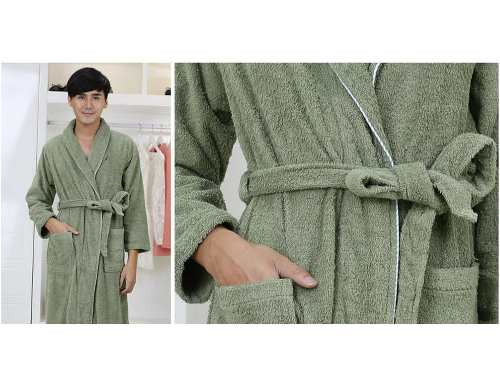 Unisex Pure Cotton Thick Bathrobe for Home, Hotel, and Salon Use