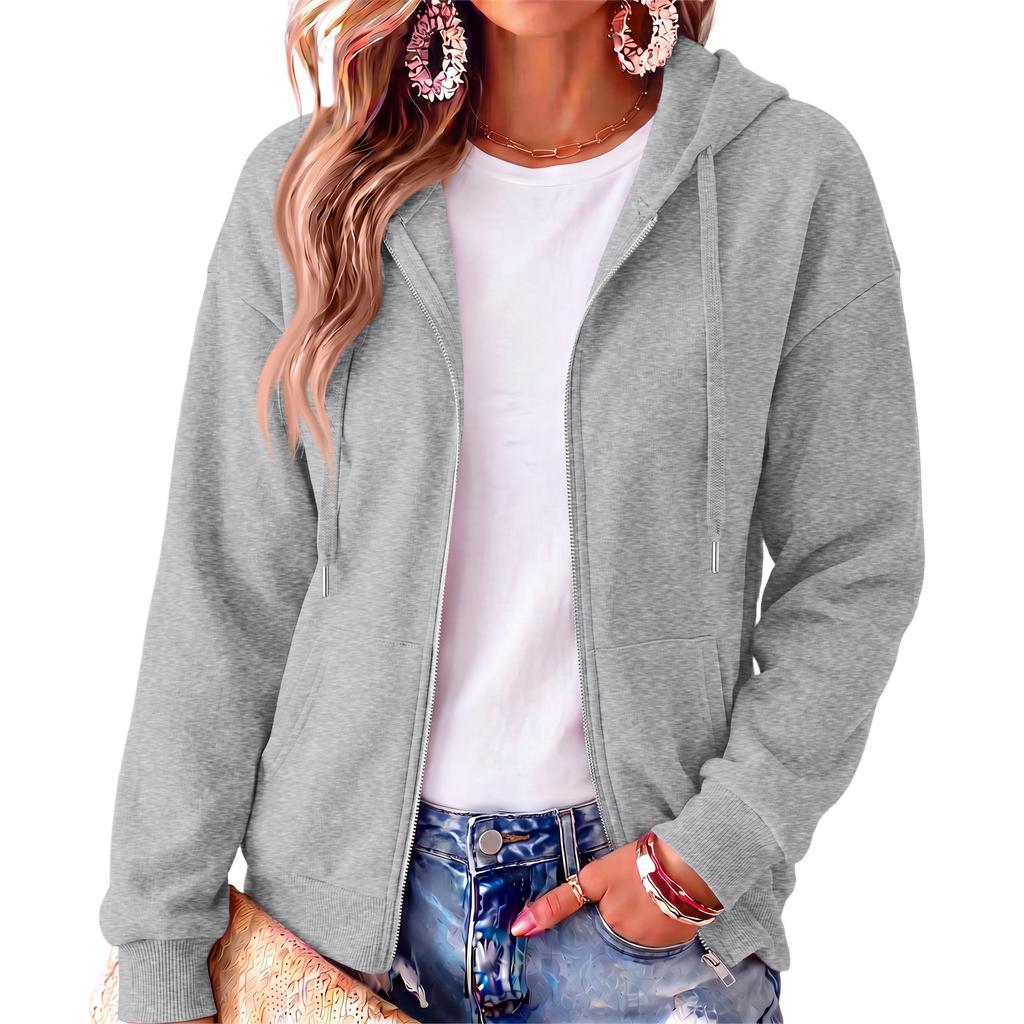 Women's Long Sleeve Hooded Pullover Sweatshirt Color Casual Outerwear