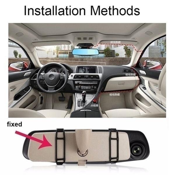 1080P Full HD Car Camera Rearview Mirror Dash DVR Cam Backup Camera Night Vision Front and Rear Dual Lens Video Recorder Reversing Car  Video Recorder