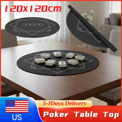 Portable Poker Tablecloth Rubber Casino Game Mat 120x120cm Hemmed Edges Table Top Layout for Texas Poker Mahjong Gaming Use New