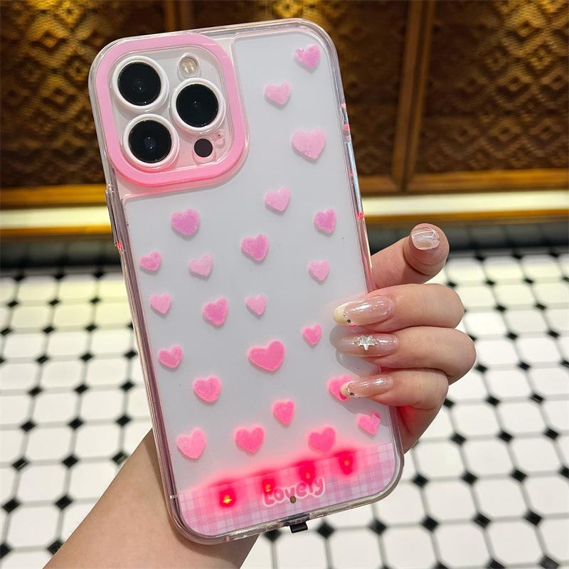 Call flash phone case full screen love iPhone16 voice-activated luminous protection